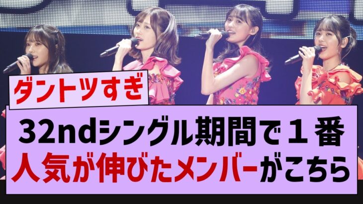 32ndシングル期間で１番人気が伸びたメンバーがこちら【乃木坂46・乃木坂配信中・乃木坂工事中】