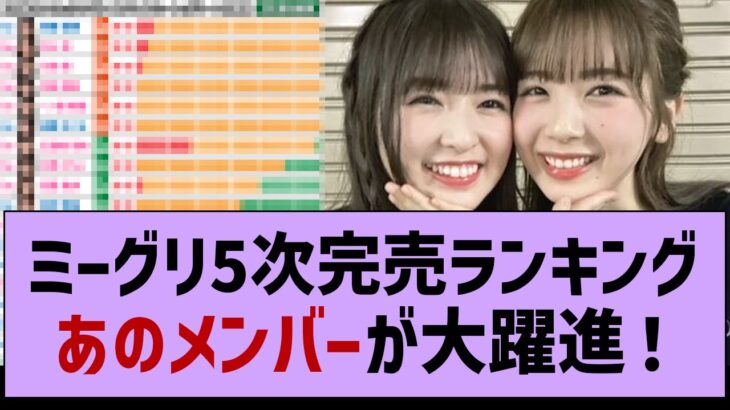 ミーグリ5次完売ランキング、あの五期生が大躍進！【乃木坂工事中・乃木坂46・乃木坂配信中】