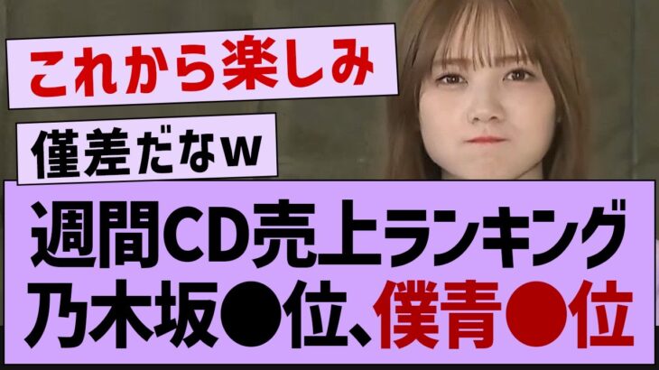 週間CD売上ランキングがコチラw【乃木坂46・乃木坂工事中・乃木坂配信中】