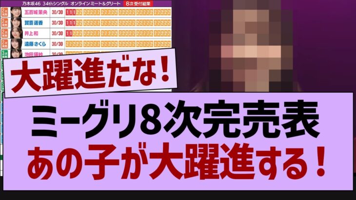 ミーグリ8次完売表、あの子が連続選抜に⁉【乃木坂工事中・乃木坂46・乃木坂配信中】