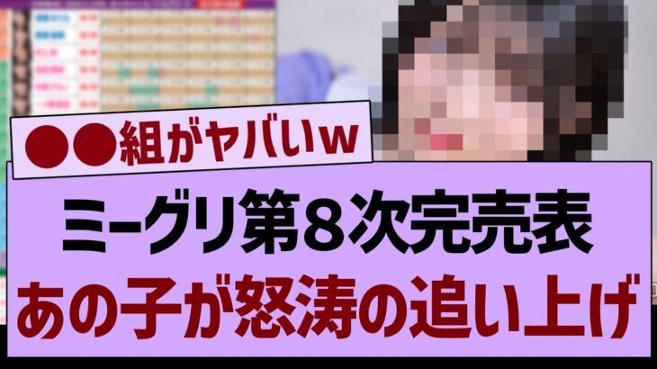 ミーグリ第８次完売表あの子が怒涛の追い上げ！【乃木坂工事中・乃木坂46・乃木坂配信中】