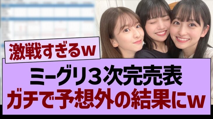 ミーグリ３次完売表、ガチで予想外の結果にwww【乃木坂46・乃木坂工事中・乃木坂配信中】