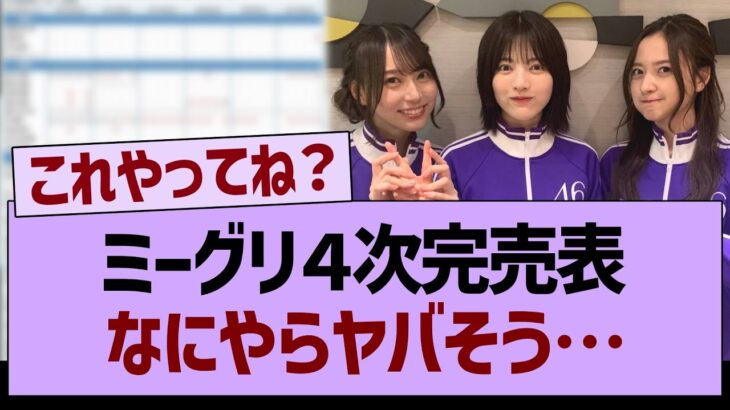 ミーグリ４次完売表、なにやらヤバそう…【乃木坂46・乃木坂工事中・乃木坂配信中】