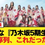 【最新】ガチな『乃木坂5期生』の序列、これだった【乃木坂46】