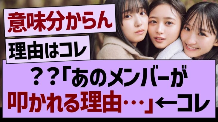？？「あのメンバーが叩かれる理由」←コレ…【乃木坂46・乃木坂工事中・乃木坂配信中】