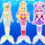 キミとアイドルプリキュア❤️人魚に変身✨キュアアイドル、キュアキュンキュン、キュアウインク、キュアズキューン、キュアキッス⭐️キミプリをマーメイドにリメイクDIY🌼100円ショップ材料で手作り工作