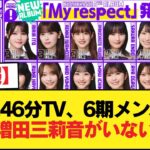 【悲報】乃木坂46分TV、6期メンバー『矢田ひなの森平瀬戸口』で増田三莉音がいない【乃木坂46】