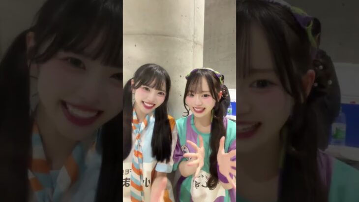 ヒロインズ体育祭でパラディークさんの浜辺しずくちゃん💜と一緒に撮らせていただきました～‼️🎀✨✨#パラディーク #iLiFE #浜辺しずく ちゃん #小熊まむ #アイドル