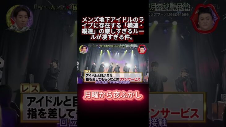 メンズ地下アイドルのライブに存在する「横連・縦連」の厳しすぎるルールが凄すぎる件。 #shorts #月曜から夜ふかし #マツコ #おもしろ動画 #お笑い