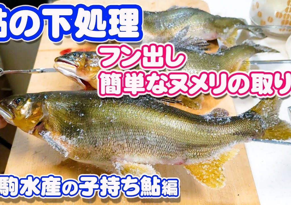 鮎の塩焼きと下処理 鮎のヌメリ取りを誰でも簡単に行う方法と、とフンの出し方から串打ち、化粧塩まで