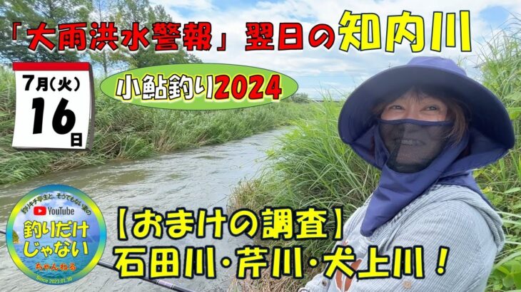 【小鮎釣り2024】7月16日、人生初の「知内川」釣行。大雨洪水警報発令の翌日、果たして釣りは出来るのか？！釣れるペースが上がらないとき、試してみる激アツ対策とは・・・。オマケの調査芹川と犬上川