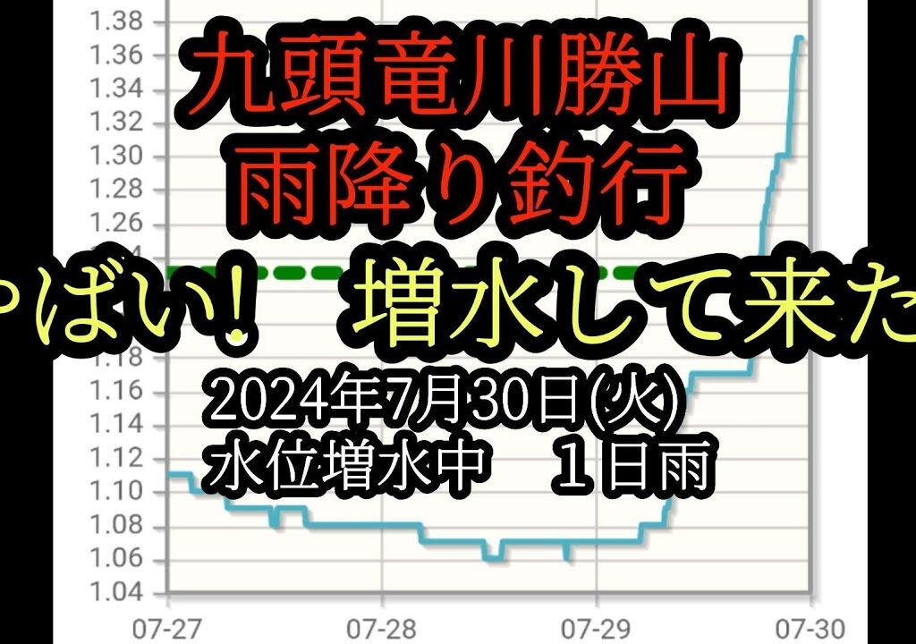 九頭竜川勝山　雨降り釣行　やばい！増水して来た!　2024年7月30日(火)