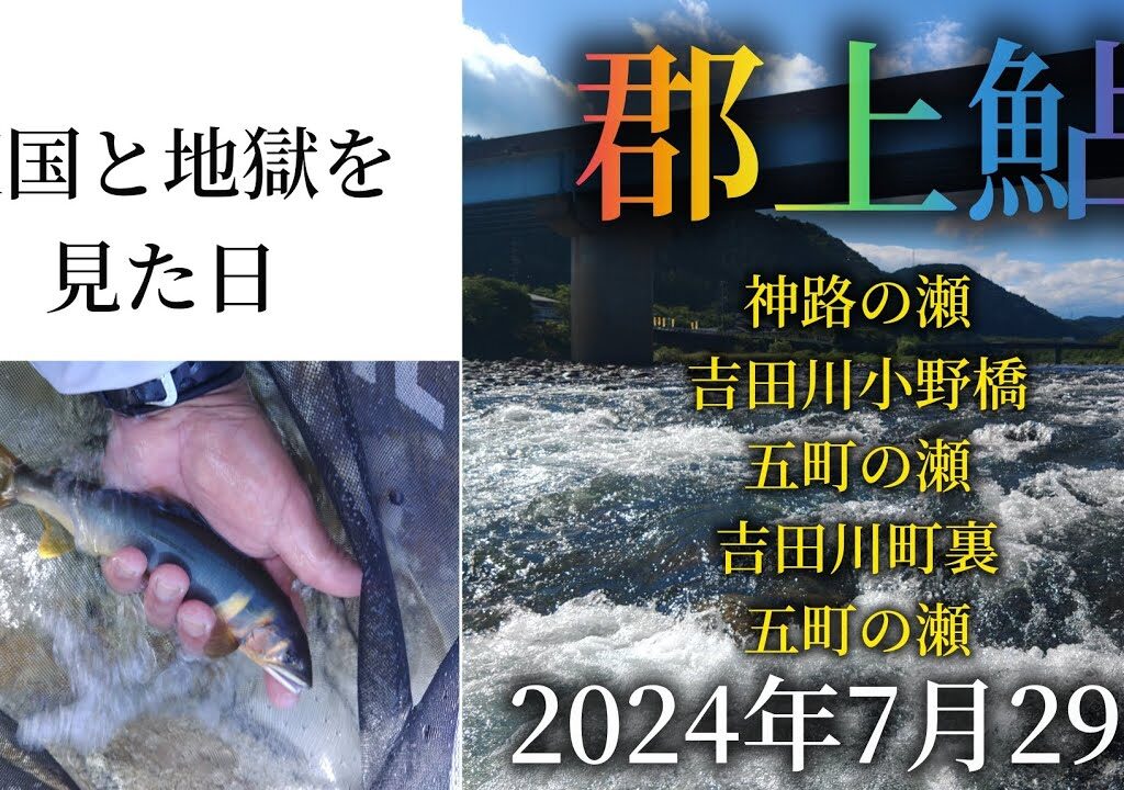 郡上鮎。神路の瀬、吉田川小野橋、五町の瀬、吉田川町裏、五町の瀬。天国と地獄を見た日。