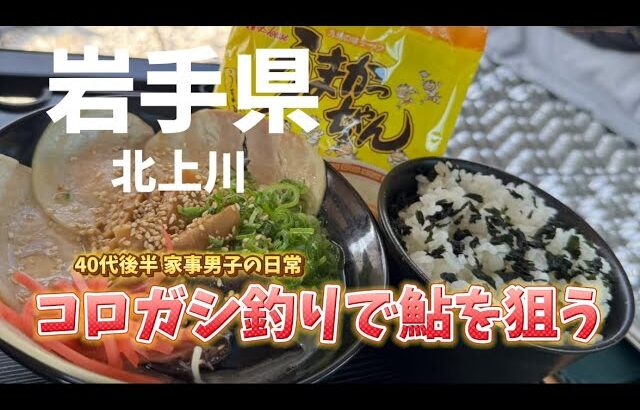[岩手県 北上川] コロガシ釣りで鮎釣り調査‥お昼は「うまかっちゃん」を実食する動画