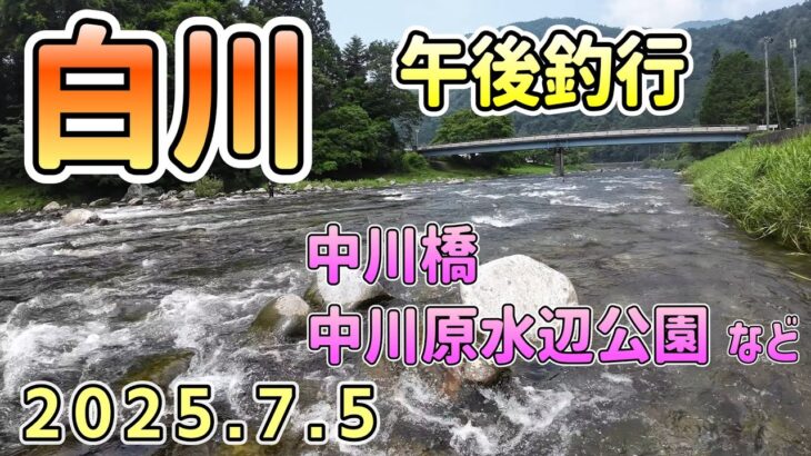 白川　鮎釣り　中川橋、中河原水辺公園　午後釣行　7月5日
